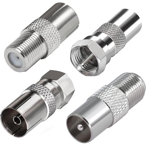 4 Pcs Adaptateur d’Antenne TV F Mâle vers Femelle, Adaptateur Coaxial TV
