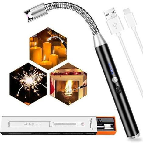 Briquet électrique rechargeable, briquet à arc électrique USB avec allume-feu électrique portable et flexible à 360°. (1/4)