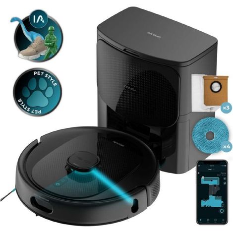 Cecotec Robot Aspirador y Friegasuelos con IA y Base de Autovaciado Conga 9990 AI Spin Revolution Ultra Power Home Essential