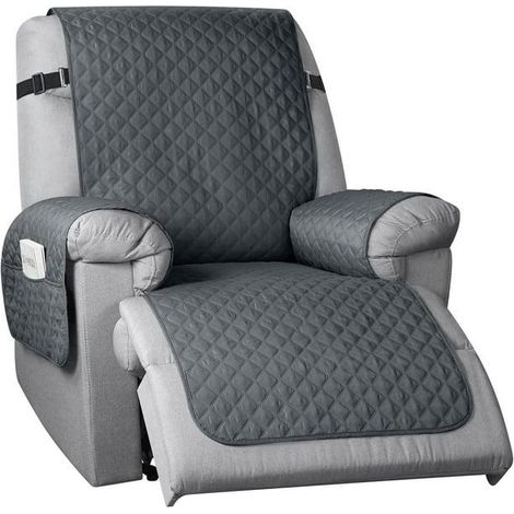 Housse de chaise gris foncé inclinable, housse de chaise avec bande élastique, lavable, petite taille, antidérapante, 58 cm (1/5)