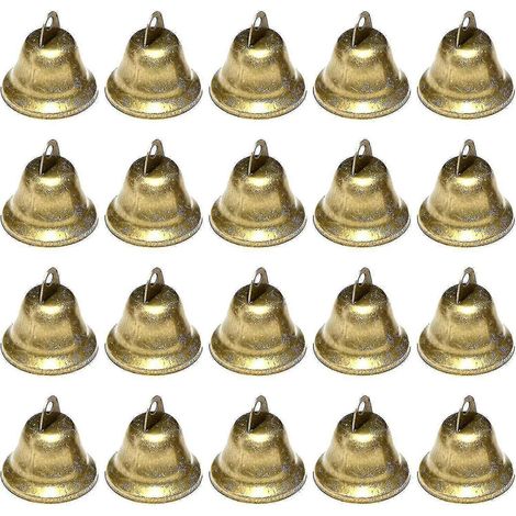Lot de 20 petites cloches en laiton pour loisirs créatifs, style vintage, avec crochets à ressort pour suspendre les carillons éoliens. (1/5)