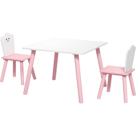 AIYAPLAY Set Tavolino e 2 Sedie per Bambini 3-6 Anni, Tema Zucchero Filato, Rosa (1/5)