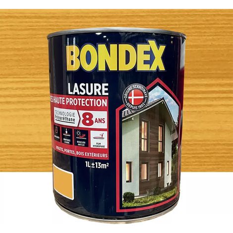 Bondex – Lasure extérieure très haute protection 8 ans – Polyuréthane satinée – Chêne clair 1 L – Protection UV et intempéries (1/7)