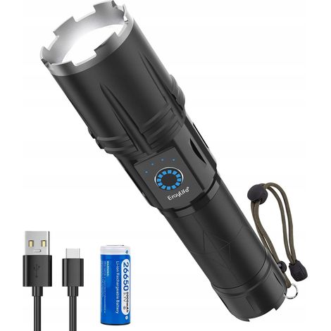 Lampe torche tactique ultra-puissante 30 000 lumens, rechargeable par USB, étanche (1/5)