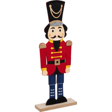 Déco de Noël Casse-Noisette Rouge en Bois et Feutrine H 41 cm - Feeric Christmas