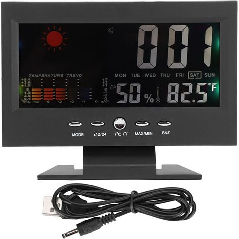 Multifunktionales digitales Thermometer-Hygrometer mit Tischuhr und Kalender (1/5)