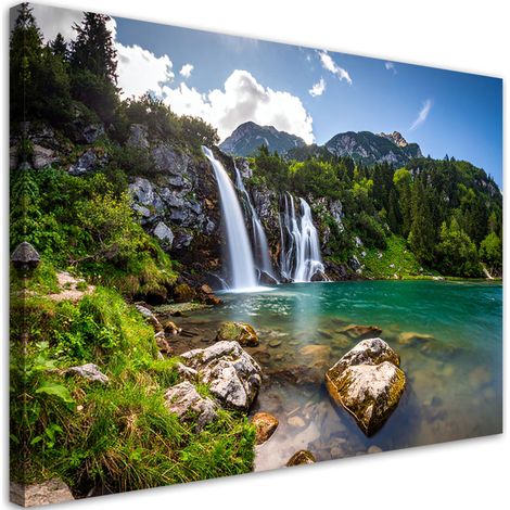 Wandbild Wasserfall Berge Landschaft Natur 60x40 cm