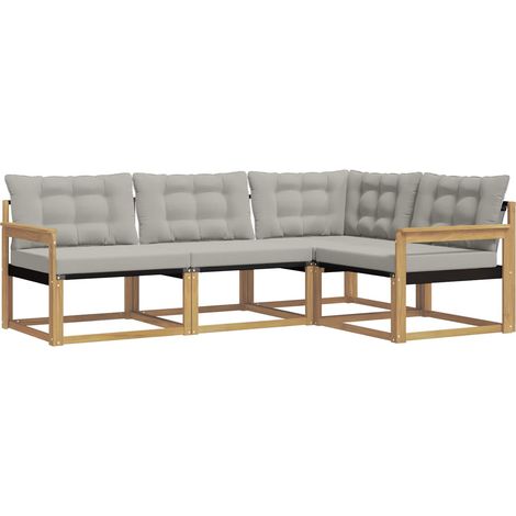 Conjunto de sofás de exterior 4 pcs Blanco y Gris Claro vidaXL (1/5)