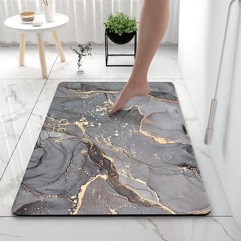 Tapis de Bain Antidérapant 40 x 60 cm, Tapis Salle de Bain Diatomite, Super Absorbant Sèche Rapide,Tapis de Bain pour Portes de Salle de Bain, Salon, Lavable Tapis de Bain (Gris Violet) (1/4)