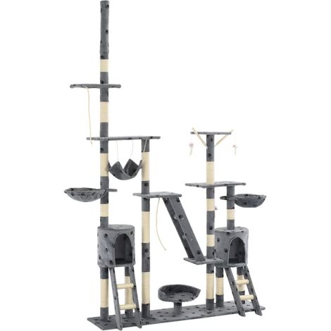 FIMEI Arbre à chat et griffoirs 230-250 cm Empreintes de pattes Gris (1/5)