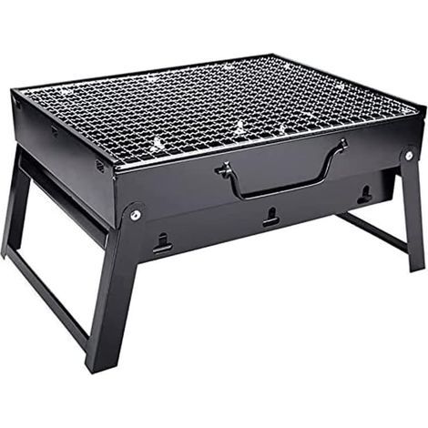 Barbecue à charbon de bois pliable et portable en acier inoxydable, pour barbecue de bureau, fumoir d'extérieur, pour cuisine en plein air, camping, pique-nique, plage (35,1 x 27,9 x 19,6 cm) (1/4)