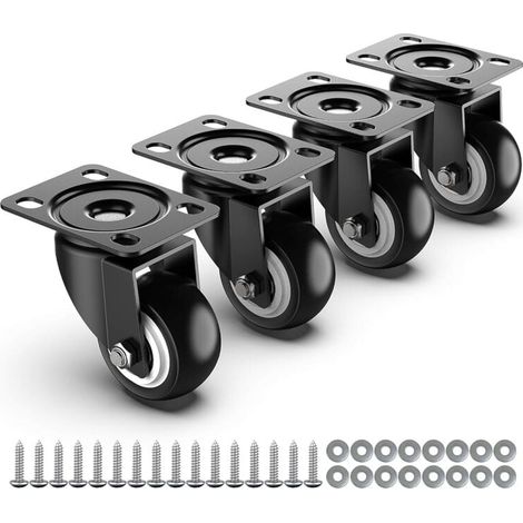 50mm Furniture Casters - Total Capacity 250kg - Set of 4 Heavy Duty Casters Without Brakes, Swivel Casters, Transport Wheels, Pallet Furniture Wheels MUMU (1/4)