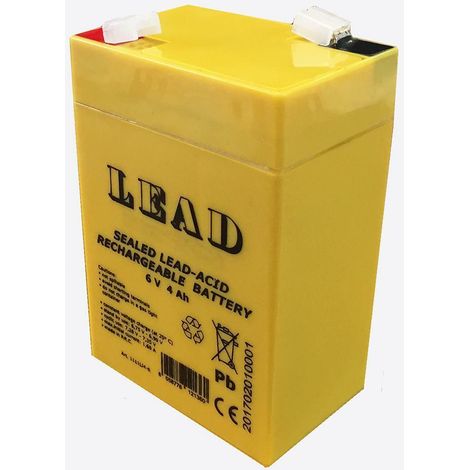 Batteria ricaricabile 6 volt 4 ah per lampada d'emergenza antifurto allarme giochi