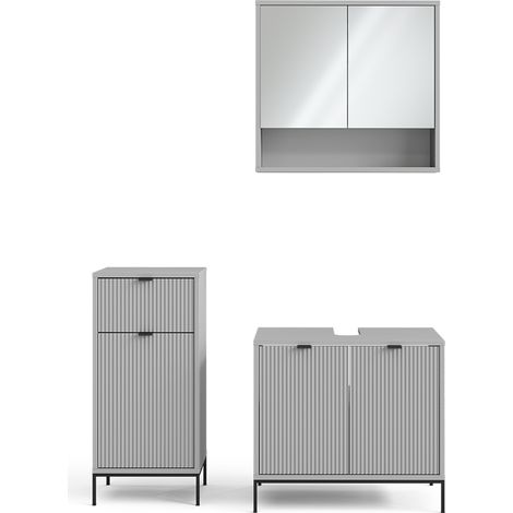 Ensemble de meubles de salle de bain Eliza, Gris, 3 parties, Vicco