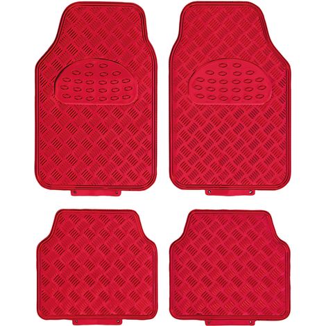 Jeu de 4 Tapis de sol PVC Look Aluminium - Universels - Rouge (1/5)