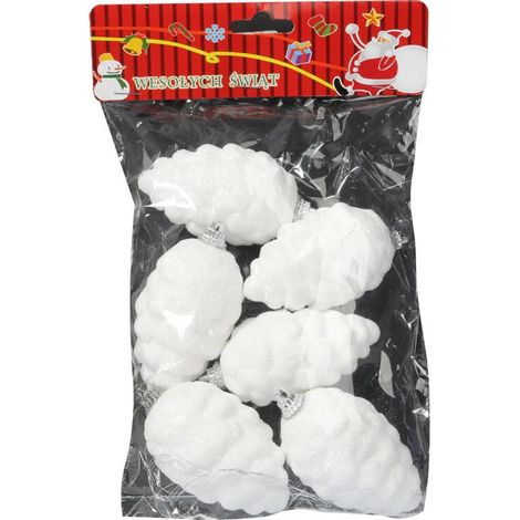 Set di 6 coni in polistirolo bianco con glitter argento - Decorazioni natalizie 8 cm (1/3)