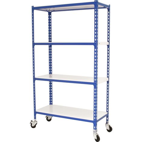 Simonrack Étagère 4 niveaux bleu et blanc, 70 kg charge