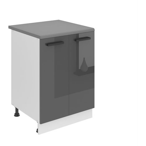 BELINI Meuble Cuisine Bas avec Plan de Travail SD22 I Meubles de Cuisine - Taille: 51,6 x 60 x 85 cm I Petit Meuble Cuisine - 2 Portes I Couleur : Argent très Brillant (1/5)