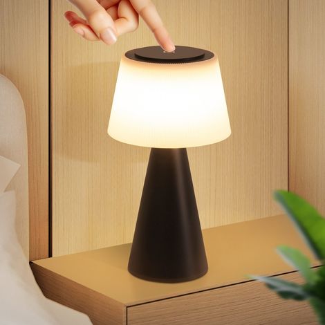 GBLY Tischlampe Akku Nachttischlampe LED - 3600mhA Kabellos Tischleuchte Touch Dimmbar Lampe mit USB Aufladbar Schwarz Batterie Tischlampen für Modern Wohnzimmer Schlafzimmer Outdoor