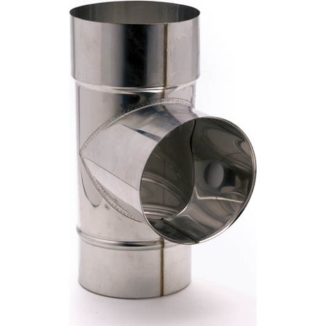 TEN – Té équivalent inox 304 Ø153 – Raccord fumisterie femelle – Tube simple paroi – Soudure continue – Pour tubage gaz, fuel et bois