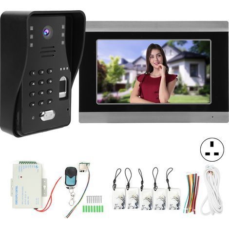 Interphone vidéo filaire 7 pouces avec mot de passe, moniteur WiFi pour application TUYA, contrôle d'accès à distance par empreinte digitale IC, 100-240VAC, prise UK. (1/5)