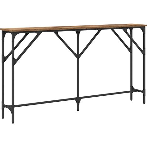 Table console，Table d'appoint，Bout de canapé，Meuble d'entrée Bois Ancien 140 x 23 x 75 cm