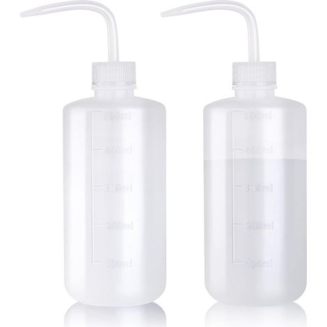 Lot de 2 flacons d'arrosage de 500 ml avec joint torique anti-fuite pour plantes d'intérieur, succulentes et cactus. Arrosoir souple en plastique avec bec long et coudé.