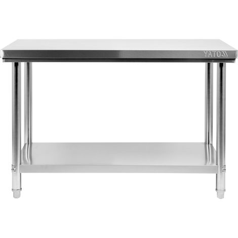 Zentraler Edelstahltisch mit Ablage 140x60x85 cm