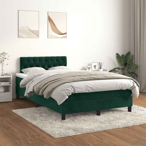 Boxspringbett mit Matratze Dunkelgrün 120x200 cm Samt (1/5)