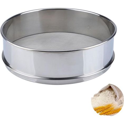 Setaccio per farina 150 mesh Setaccio rotondo in acciaio inox per prodotti da forno come farina, zucchero a velo, pane, torte e pizza 35 cm (1/5)