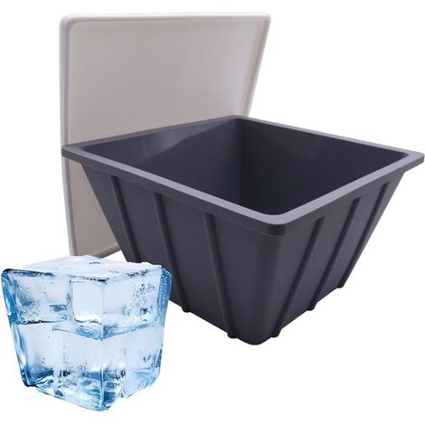 Molde para cubitos de hielo de baño - Molde para bebidas frías - Tapa hermética - 23 cm - Gris (1/5)