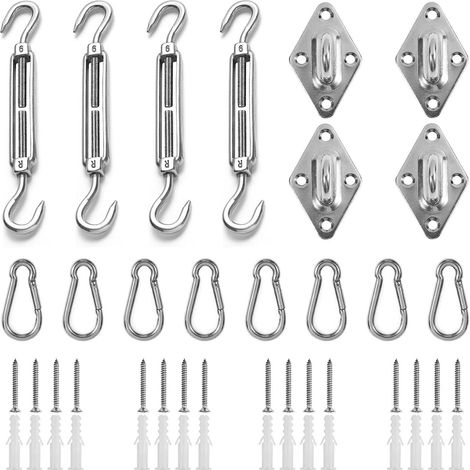 Kit de Fixation Voile d’Ombrage – Acier Inoxydable 304 6mm, Accessoire de Montage pour Voile Triangulaire, Carrée et Rectangulaire, Résistant à la Rouille, Usage Extérieur (1/5)