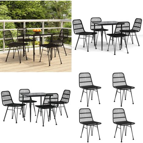 Ensemble à manger de jardin 5 pcs Noir Résine tressée - Table de jardin - Chaises de jardin (1/5)