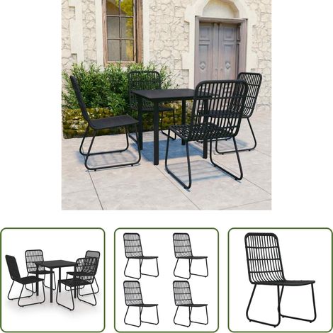 vidaXL Salle à manger extérieure - Ensemble à manger d'extérieur 5 pcs résine tressée et verre (1/5)