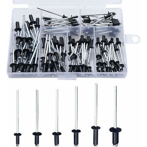 Rivets Aveugles Noirs en Aluminium - 120 Pièces Assorties Tête Dôme pour Métal (1/5)