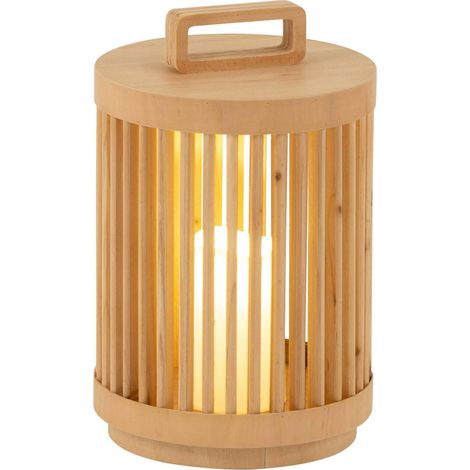 Lampe cylindre en bois naturel à led - naturel (1/4)