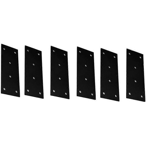 Set aus 6 flachen Befestigungsplatten 48 x 127 mm mit Löchern, geraden Stahl-Montagewinkeln für Holz, mit 36 Schrauben. (1/5)