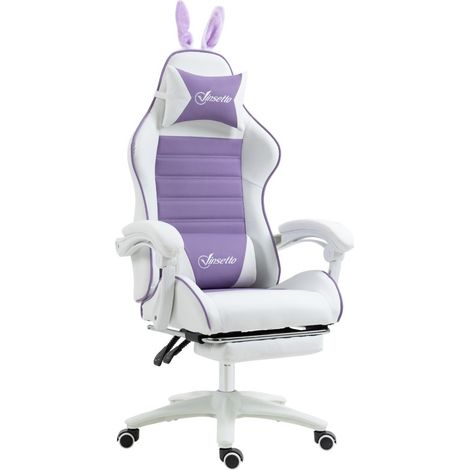 Lumot Chaise gaming inclinable avec repose pieds et support lombaire violet (1/5)