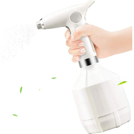 Arrosoir électrique 1 L, pulvérisateur pour plantes, flacon pulvérisateur électrique avec buse réglable pour le jardinage, le nettoyage ménager, l'alcool, les plantes d'intérieur/extérieur (blanc) - 1 (1/5)