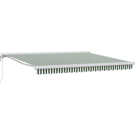 Einziehbare Markise Grün und Weiß 400 x 300 cm Stoff und Metall