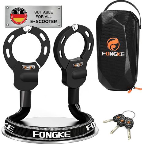 Antivol Trotinette Electrique, Cadenas Velo Electrique avec Sac de Rangement étanche, Menotte Antivols Velo, Cadenas Clé, Chaînes Antivol pour Remorque/Bicyclette/Scooter/Motos (1/5)