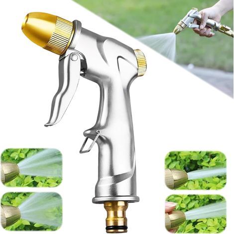 Pistolet Arrosoir, pistolet à eau de jardin, Pistolet Tuyau Arrosage, Pistolet Arrosage Jardin, Pistolet d'arrosage métal, pour laver les voitures, les animaux domestiques, arroser le jardin (1/5)