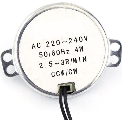 Moteur Synchronisé 1pc 220-240V Moteur Micro Ondes AC Synchronous Motor Geared Motor 4W CW/CCW(2.5-3RPM) (1/2)