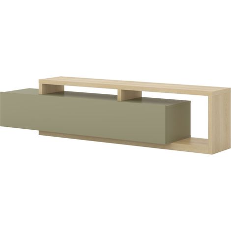 Mueble TV Lutiva 103, Eucalipto + Roble, Número de puertas: 0, Número de cajones: 1, 219x52x45cm