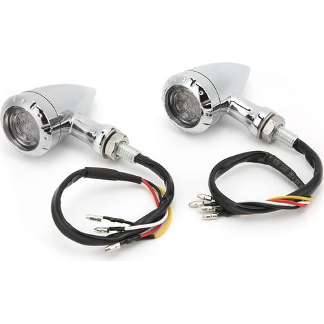Clignotant LED pour motos, 2 pièces, lumière rétro jaune rouge, coque chromée universelle (1/5)