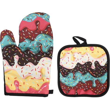 Gants de cuisine résistants à la chaleur, gants de pâtisserie pour la cuisine, 1 lot de couleurs assorties (1/5)