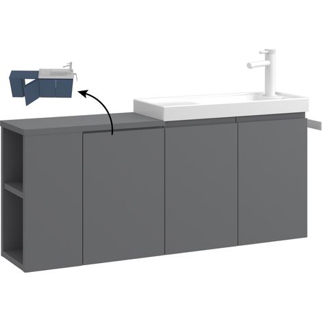 Waschtischunterschrank "Ferla 110" – 110 x 22 x 45 cm – Mattgrau (1/3)