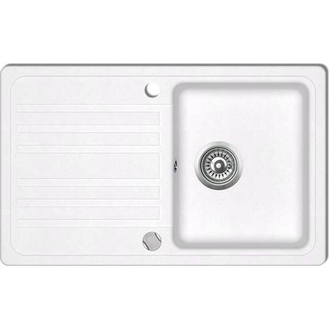 Fregadero reversible de granito de 1 seno con escurridor color crema 020002306 (1/4)