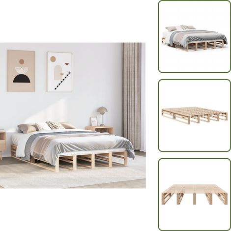 Massivholzbett ohne Matratze 140x200 cm Kiefernholz - Bettrahmen - Bettgestell - Bett - Holzbett (1/5)