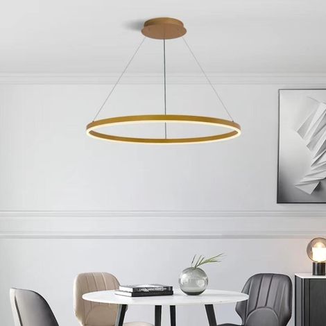 Lustre LED Moderne DIY Cercle Anneaux :60cm Éclairage Suspendu LED Métal Intensité Variable Lampe Suspendue Plafond Ronde Salon Chambre Coucher (1/4)